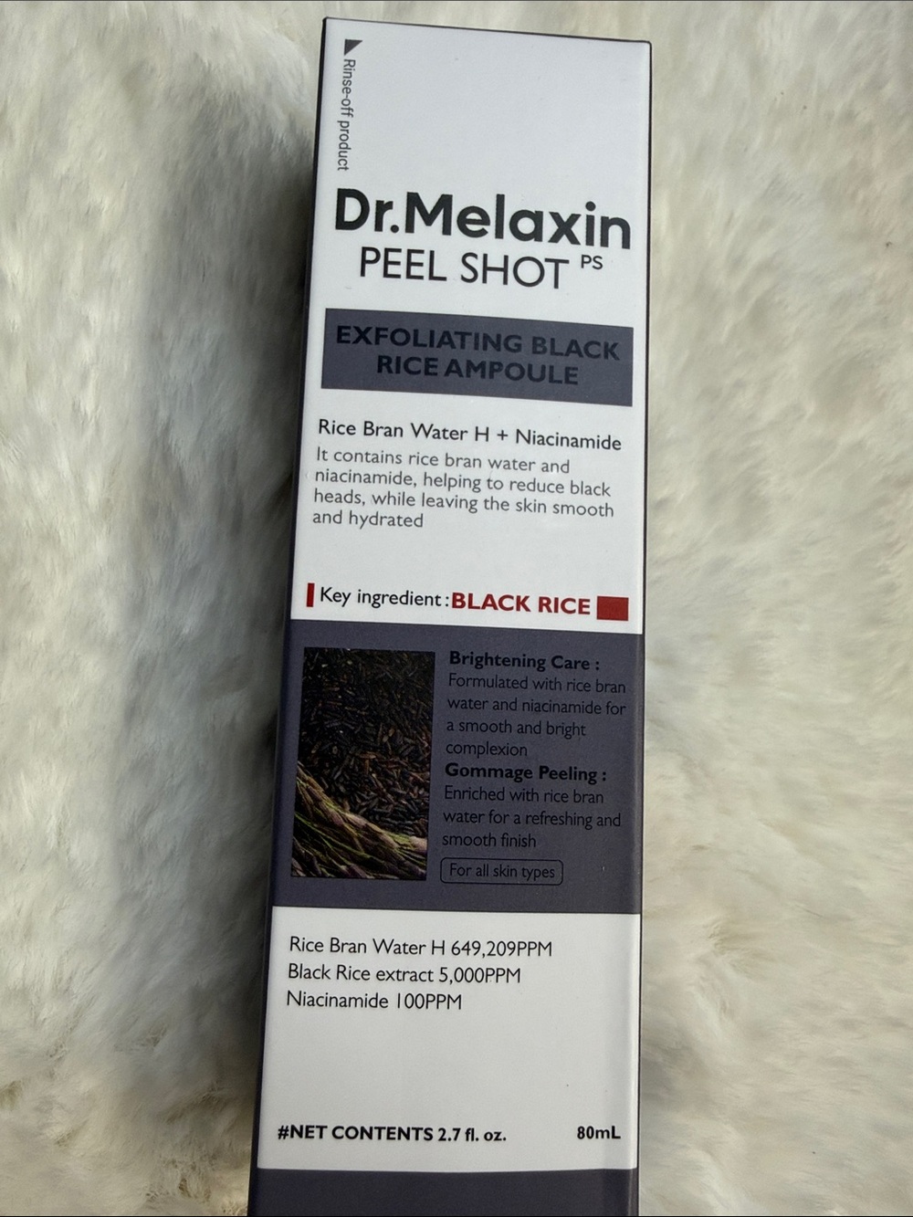 Dr. Melaxin Peel Shot Exfoliating Black Rice Ampoule - White